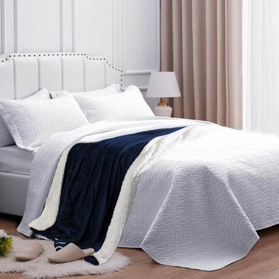 Deken Bank Knuffeldeken 160 x 210 cm - Warme Sherpa Sofa Gooi Deken - Dikke Bankdeken Bankdeken - Pluizige Deken voor Bank - Blauw