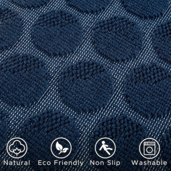 Antislip badmat blauw, stippen, design, badmat, katoen, badkamertapijt, douche, badkamer, keuken, slaapkamer, 2 stuks - 40 x 60 cm