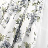 Gordijnset met trekkoord, 400 x 160 cm, voile, woonkamer, slaapkamer, kinderkamer, decoratieve raamgordijnen, set met gordijnen, vitrage, plooiband, lichtgrijs bloemen