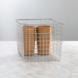 Set van 4 multifunctionele metalen manden - flexibele opbergmand voor de keuken, voorraadkast enz. - compacte en universele draadmand met handvatten - chroomkleurig