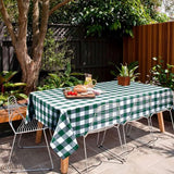 Geruit vierkant tafelkleed van polyester, vuilafstotend, waterafstotend en kreukvrij, wasbaar, tafelkleed voor eetkamer, feest, tuin, 130 x 220 cm, groen en wit