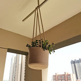 Macramé bloempot, hangend, voor binnen en buiten, gevlochten plantenmanden, 20 cm diameter, boho-bloemen, zeegras, plantenpot voor huis, tuin, bruiloft, wanddecoratie, jute