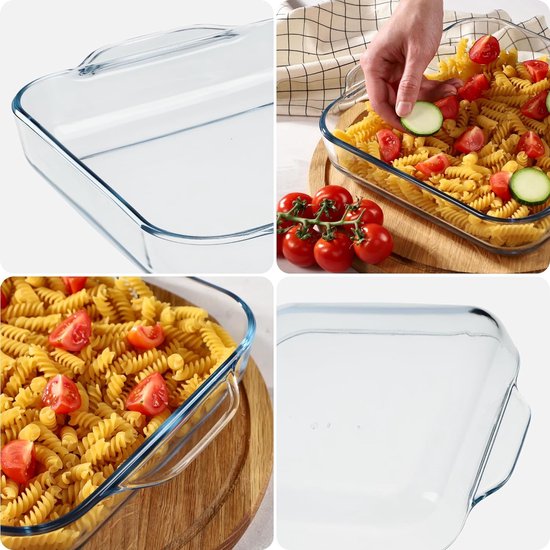 KADAX - Bakvorm/Ovenschaal van glas - transparant, robuuste cakevorm met dikke bodem - ovenschaal geschikt voor elektrische en gasfornuizen, bakvorm voor pizza - Vierkant 30 x 25 cm