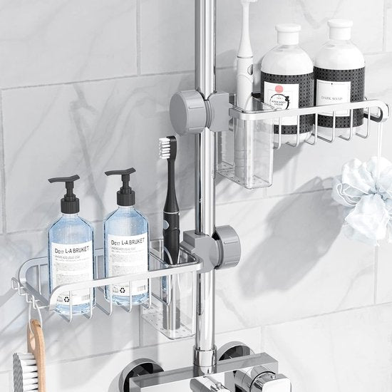 Waterkraan opbergrek, spoelorganizer aluminium, sponshouder keuken met afvoerkist, gootsteenorganizer, afdruiprek, gootsteen caddy organizer voor keuken, badkamer, toilet
