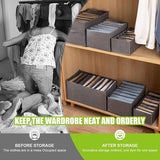 Opbergdozen voor sokken en ondergoed, 46-cellen lade-organizer, opvouwbare dozen, voor het bewaren van sjaals, stropdassen, riemen en andere accessoires (6-delige set)