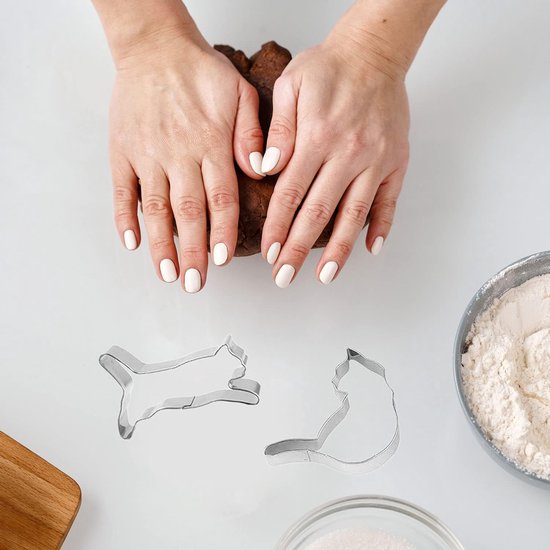 Koekjesvormerset, 8-delige katvormige koekjesvormers, vormen roestvrij staal fondant doe-het-zelf bakgereedschap, koekjesvorm koekjesvorm (8 stuks)