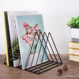 Metal Newspaper Rack, Triangle Desktop Magazine Stand, 9 Slots Book Ends Newspaper Holder Organiser Rack for Office, Documents, CD, Magazine