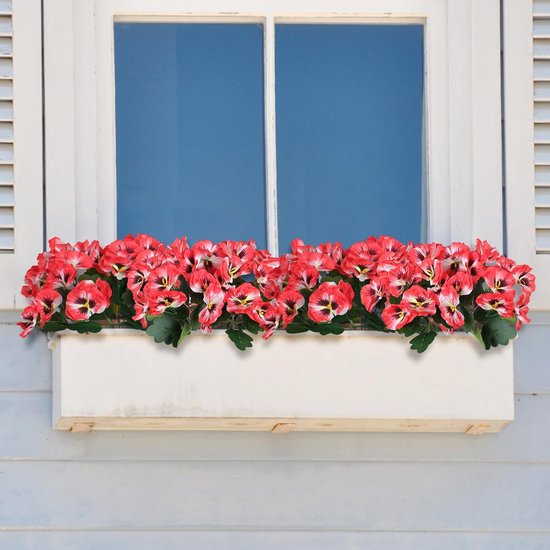 10 bundels kunstbloemen zoals echte balkon kunstbloemen buiten UV-bestendig weerbestendige kunstmatige balkonplanten balkonbloemen voor thuis vensterbank bruiloft decor (rood)