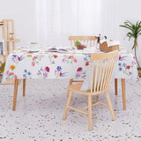 Watercolour Flowers Tablecloth Spring Summer Garden Tablecloth Outdoor Washable Machine Washable Tablecloth for Garden, Picnic, Party, Garden, Living Room, Home Textiles 130 x 220 cm
