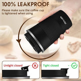 Thermobeker, koffiebeker met lekvrij deksel, thermobeker, isolatiebeker, roestvrij staal, reismok, koffiemok om mee te nemen, voor warm en koud water, koffie en thee, 380 ml, zwart