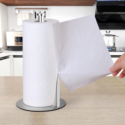 Relaxdays keukenrolhouder staand, rvs, keukenpapierhouder voor aanrecht, Hx: 35x15 cm, rolhouder met stop, rood/zilver Relaxdays keukenrolhouder staand, rvs, keukenpapierhouder voor aanrecht, Hx: 35x15 cm, rolhouder met stop, rood/zilver