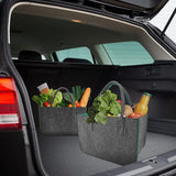 vilten tas shopper groot 30 liter boodschappentas XXL opvouwbare boodschappenmand brandhouttas kledingmand speelgoedtas donkergrijs/zwart