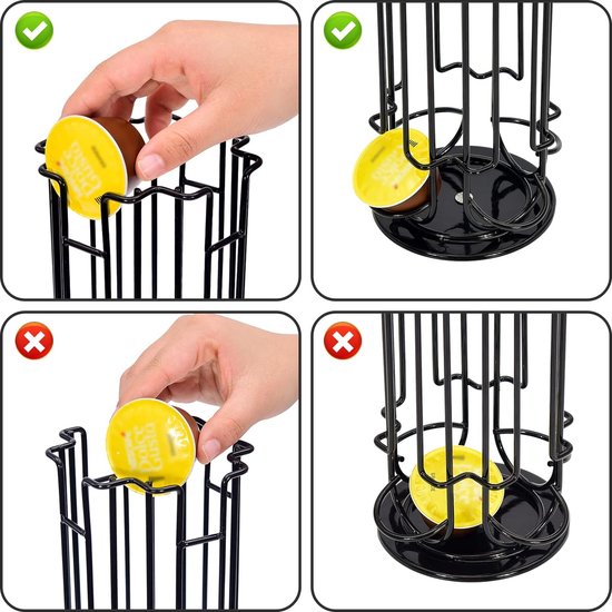 Koffiecapsulehouder, capsuledispenser voor 24 Dolce Gusto capsules, capsulestandaard voor het opbergen van koffiecapsules, koffiepadhouder, antislip basis, draaibaar, zwart