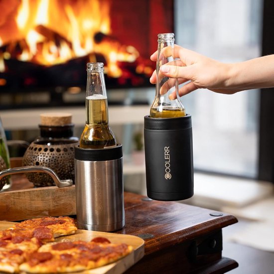 Klassiek | RVS blikjes- en flessenkoeler | Blikjes van 330 ml | Blikken van 440 ml | Flessen van 330 ml | Cadeaus voor hem | Geschenken | Biercadeaus (geborsteld staal)