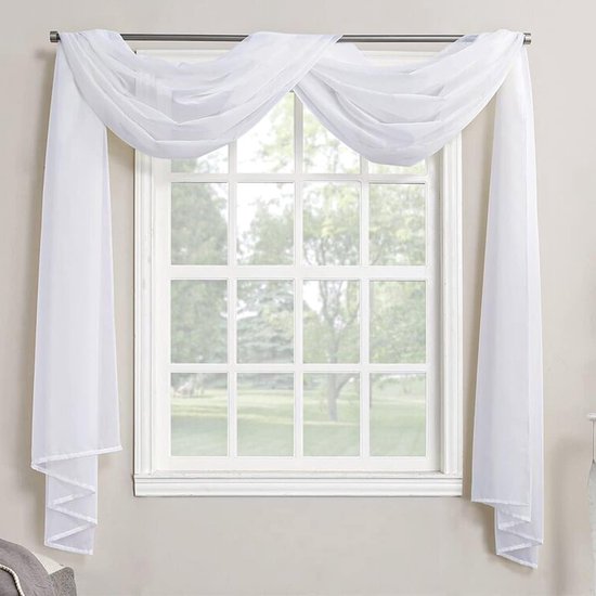 Pelmet Freehand Decoration, Pack of 2 Curtain for Cross Curtain Shop Curtain Wedding Decoration Curtain 130 x 550 cm (White)