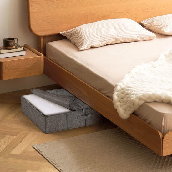 Onderbedopbergmand Opvouwbare onderbedopbergmand van polyester 1-delig Bedbox met 3 handgrepen Opbergtas voor dekbedden, dekens, kleding, 82 x 43 x 17 cm