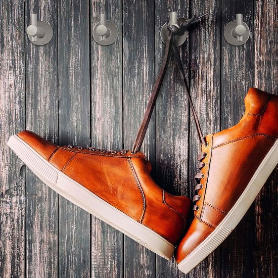 4 x wandhaken, kledinghaken, wandhanddoekhaken, echt geborsteld roestvrij staal, roestvrij, badkamerhanddoekhouder voor wandmontage inclusief montageset, modern, rond, lengte: 25 mm