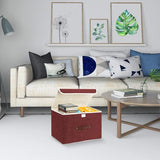 5 stuks opvouwbare opbergdozen met deksel, opbergdozen met deksel, dozen voor kleding, opbergdozen voor speelgoed, rek - rode wijn