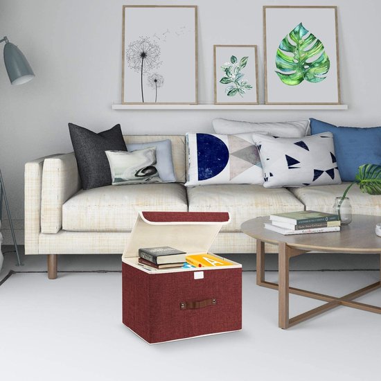 5 stuks opvouwbare opbergdozen met deksel, opbergdozen met deksel, dozen voor kleding, opbergdozen voor speelgoed, rek - rode wijn