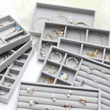 6 stuks fluwelen gevlokte sieraden opberg bowls, sieraden trays organizer, sieraden opslag lade insert voor armbanden, halskettingen, oorbellen, ringen, grijs