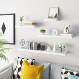 wandplank, boekenplank, planken voor decoratieve wandplanken, van MDF-hout, set van 2 hangplanken, wit, 40 x 23 x 3,8 cm, 2 stuks