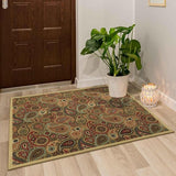 Modern ontwerp vloerkleed met rubberen achterkant 100 x 150 cm beige.