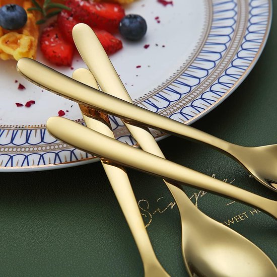 Gouden koffielepels, 6 stuks, roestvrij staal, titanium coating, vergulde theelepels, espressolepel, dessertlepel, theelepel, kleine mini-lepelset voor feestjes, vaatwasmachinebestendig