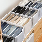 2 x jeansvak opbergdoos kast, kledinglade net verdeeldoos kledingkast kledingorganizer, 7 vakken, opvouwbare lade wasbaar huishouden (wit, L (36 * 25 * 20 cm)