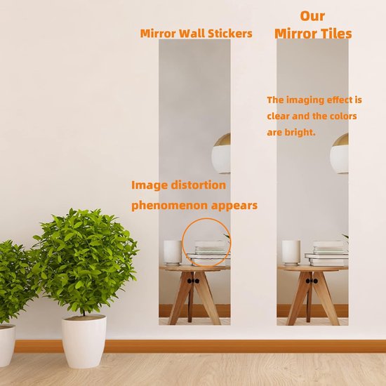 8 stuks zelfklevende tegelspiegels 20 x 20 cm, zelfklevende spiegeltegels spiegel van acryl decoratieve spiegel wanddecoratie (rechte hoek)