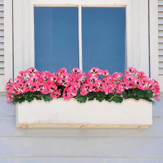 10 bundels kunstbloemen zoals echte balkon kunstbloemen buiten UV-bestendig weerbestendige kunstmatige balkonplanten balkonbloemen voor thuis vensterbank bruiloft decor (roze rood)