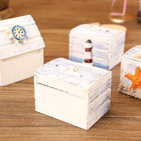 Houten kist maritiem decoratieve houten sieradendoos kindersieradendoos meisjes sieradendoos opbergdoos voor bruiloft sieraden (zeester)