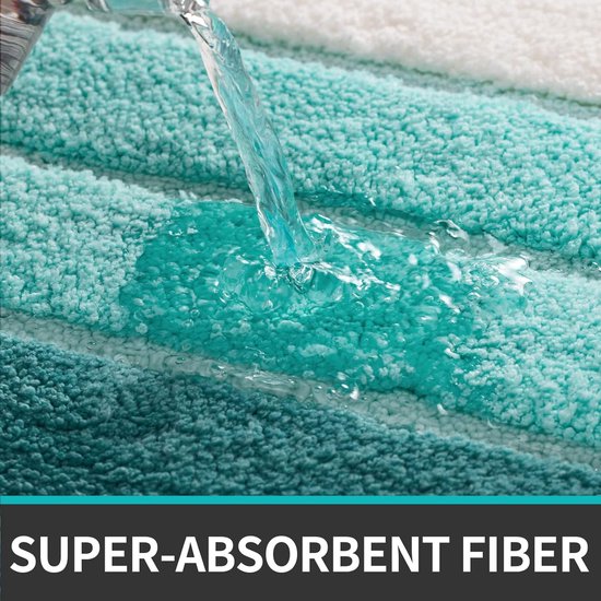 Badkamertapijt, antislip, 60 x 110 cm, badmat, absorberend, zacht, machinewasbaar voor badkamer, groen