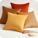 EMEMA Fluwelen kussenhoezen, set van 4 decoratieve vierkante kussenslopen voor bank, slaapkamer, huis, 45 x 45 cm, serie terra geel EMEMA Fluwelen kussenhoezen, set van 4 decoratieve vierkante kussenslopen voor bank, slaapkamer, huis, 45 x 45 cm, serie terra geel