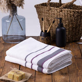 Serenity - Biologisch katoen 2 stuks decoratieve badhanddoek set - hoogwaardig, licht, zacht en absorberend, Oeko-Tex Made in Green & GOTS gecertificeerd - 2 badhanddoeken - paars