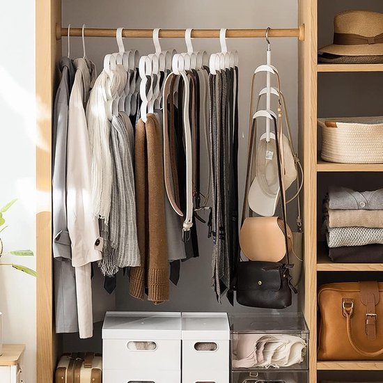 Tassenhaken, kast, handtassen, opbergen, hoedenstandaard, kledinghanger, organizer, zakhouder voor kledingkast, voor sjaals, handtassen, handdoeken, stropdassen over de deur, wandmontage met