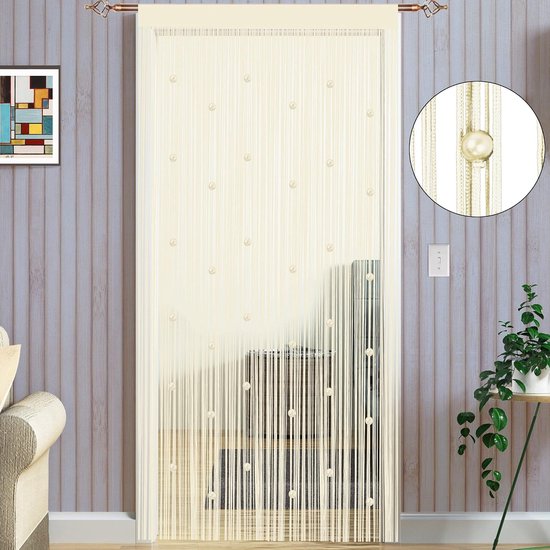 Parelgordijn voor deuren, vliegengordijn, insectenbescherming, balkondeur, deurgordijn, vliegengordijn, terras, deurgordijnen, terrasdeur, vliegendeurgordijn, decoratief gordijn, draadgordijn, 90 x