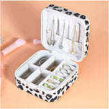 Sieradendoos, kleine reissieradenorganizer, opbergkoffer voor halsketting, oorbellen, armbanden, ringen, fluweel, luipaard, sieraden, geschenkbox voor meisjes en vrouwen (luipaard)