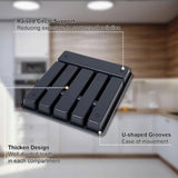 Bestekbak met 6 vakken voor laden, kunststof bestekbak, BPA-vrij en lade-organizer met matte afwerking voor bestek in de keuken, eetkamer, slaapkamer, zwart