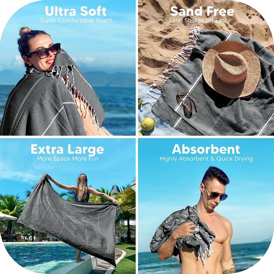 100 x 180 cm - 2 stuks - 100% katoenen hamamdoek (100 x 180 cm, Teal)