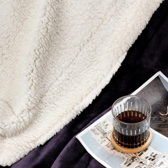 Sherpa knuffeldeken, pluizige hoogwaardige deken, superzachte fleecedeken als woonkamerdeken, sprei, warme banksprei, paars, 152 x 203 cm