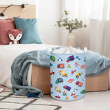 45 liter, blauwe wasmand voor baby's, jongens, speelgoed, opbergmand met deksel, opvouwbare opbergmand voor kinderkamer, 36 x 45 cm