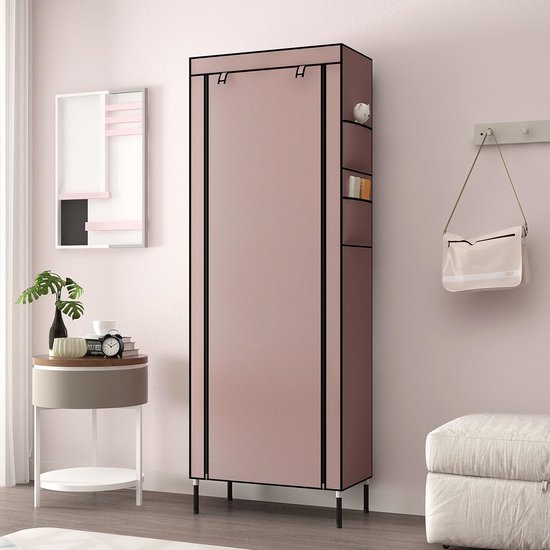 10 etages, 16 mm, extra dikke stangen, stabiele schoenenkast, organizer, standaard, 58 x 28 x 170 cm, met extra dik Oxford-weefsel, stofdichte afdekking houdt tot bruin