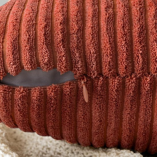 Kussenhoes, corduroy decoratieve kussenhoes, bankkussen, koordkussenhoes, decoratieve zachte kussenhoezen voor bank, fauteuil, huis, slaapkamer, 50 x 50 cm – karamel