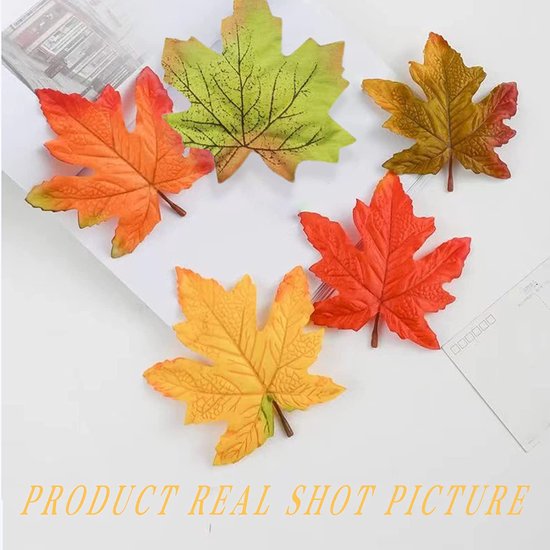 CLDURHGE 500 Stuks Kunstmatige Esdoornbladeren in Herfstkleuren, Esdoornbladeren Simulatie Esdoornblad voor de decoratie van bruiloften, kunstfeesten, Thanksgiving, knutselen