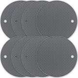 Potaccessoires, siliconen topfolie, 8-delige set, veilig, hittebestendig, zorgvuldig gereinigd, antislip, hoge temperatuur 250 °C, honingraat siliconen topfolie (grijs)