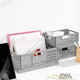 2 stuks opvouwbare opbergmand kunststof opbergkisten voor keuken, slaapkamer, werkkamer (2 stuks roze + 2 stuks grijs, 40 x 30 x 15 cm)