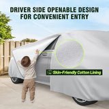 Autoafdekking, volledige afdekking, afdekzeil, voor de auto, stofdicht, waterdicht, autohoes, winter- en zomer, voor 450-495 cm, zachte limousine, zilver, 2,95 kg