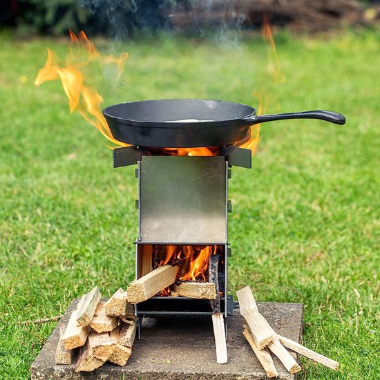 Rocket Stove raketoven #5 | Massief stalen systeem 2 mm dik staal | Oven om te grillen in de open lucht, terras, tuin, camping voor Dutch Oven, grillpannen | campingkooktoestel