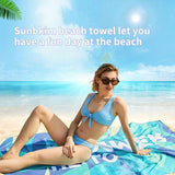 Strandhanddoek, groot, microvezel handdoek, 180 x 90, zandafstotend, sneldrogend, microvezel, groot, voor strand/zwembadside/strandstoelen (zomerblad)