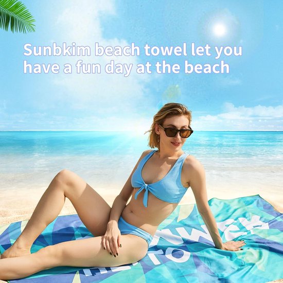 Strandhanddoek, groot, microvezel handdoek, 180 x 90, zandafstotend, sneldrogend, microvezel, groot, voor strand/zwembadside/strandstoelen (zomerblad)